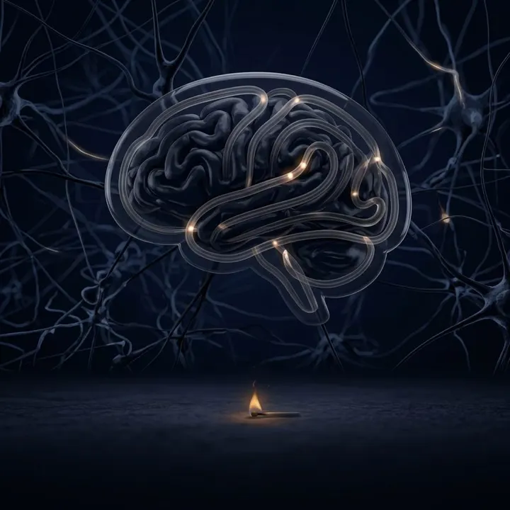 Animated golden brain with neural energy and flame — what to expect with functional mushrooms